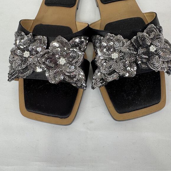 Charles David Ordly Slide Sandal Sparkling Sequins Floral Appliqués Size 8.5 - Picture 5 of 9